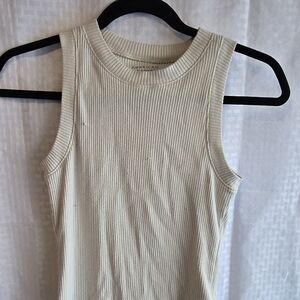 American Eagle Outfitters Women's Cream Ribbed Tank Top